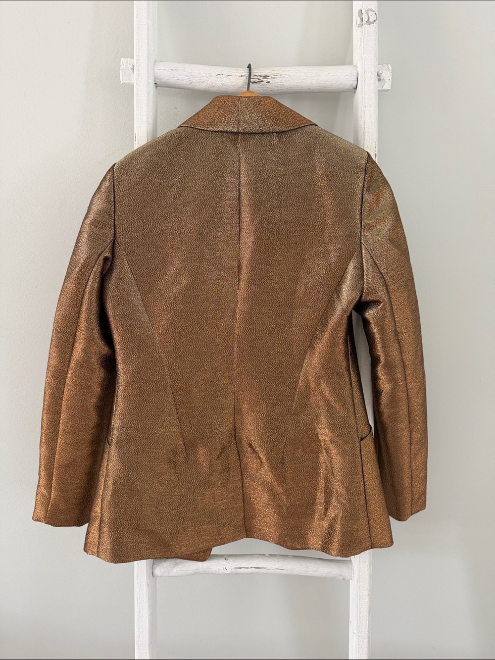 Ramy Brook Metallic Gold Dahlia Shawl-Collar one button Blazer size 8 - Picture 8 of 9